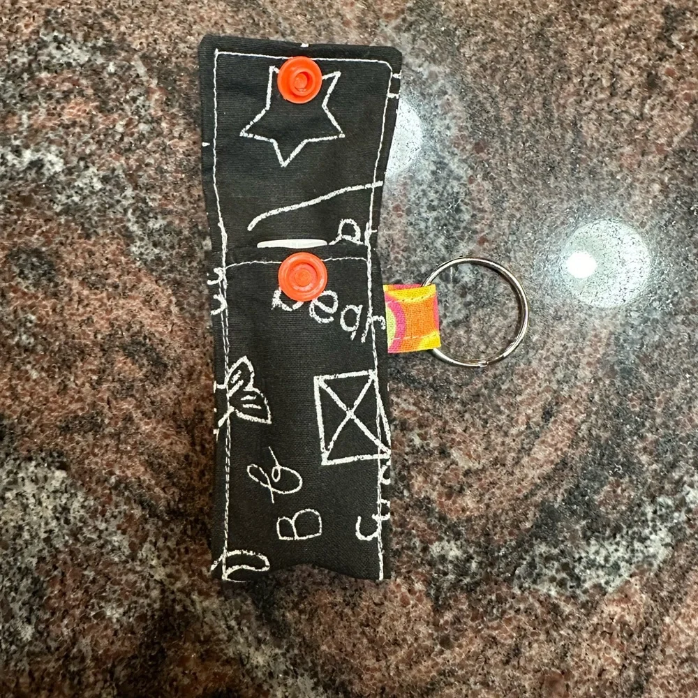 Handmade lip balm holder keychain- chalkboard design